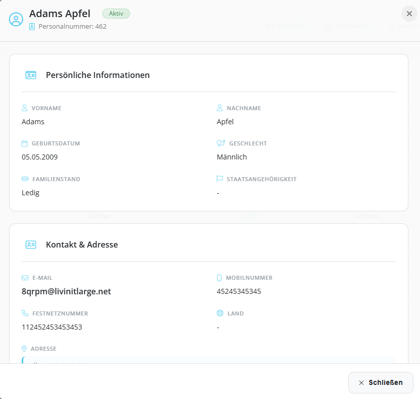 Mitarbeiter Detailansicht