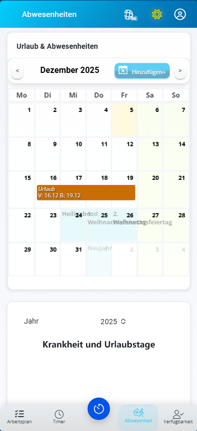 Abwesenheiten Kalender