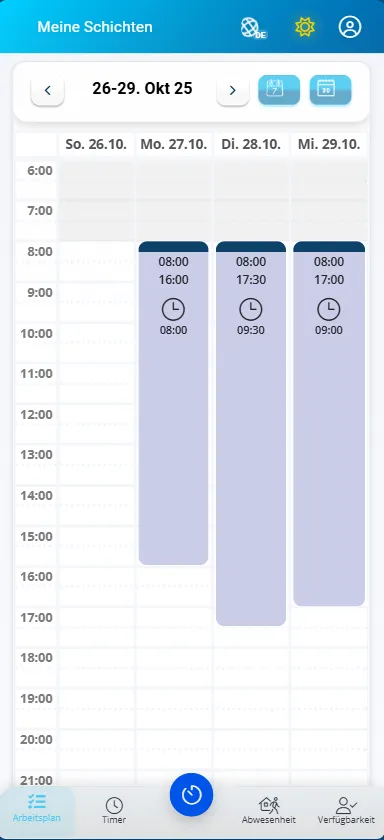 Schichtplan Kalenderansicht