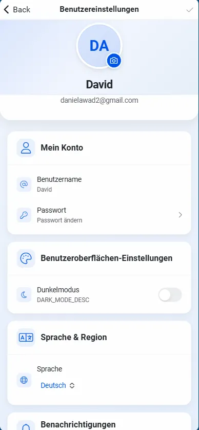 Benutzereinstellungen