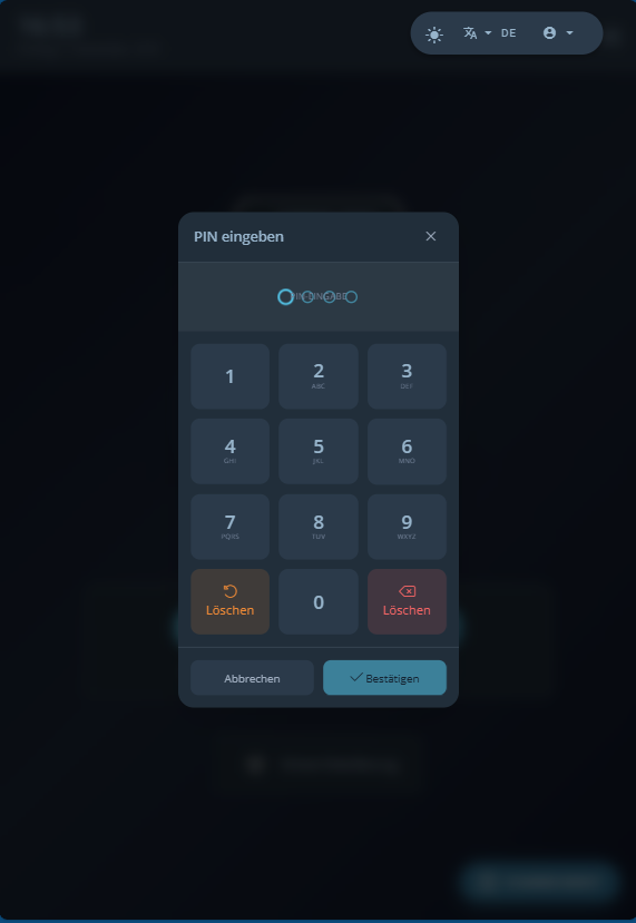 Terminal PIN-Eingabe Dialog
