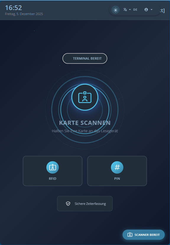 FixPlaner Terminal - Karte scannen für Zeiterfassung