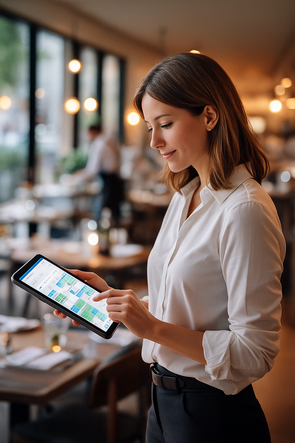 Restaurantleiterin nutzt Dashboard